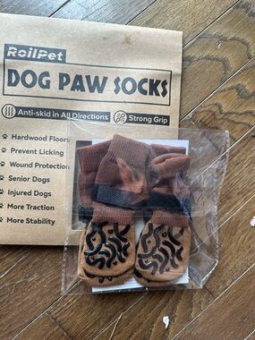 Brown Dog Paw Socks with Anti-Slip Grip